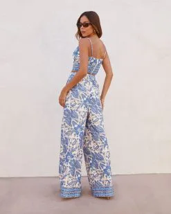 A PE-001 Santorini Belted Pocketed Wide Leg Pants -clothes Sales santoriniprintedcroptopandpocketedwidelegpants47