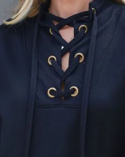 PROJ-001 Savannah Lace Up Hooded Pullover Sweater - Black - FINAL SALE 12 PROJ-001 Savannah Lace Up Hooded Pullover Sweater - Black - FINAL SALE -clothes Sales savannahlaceuphoodedpulloversweaterblack103