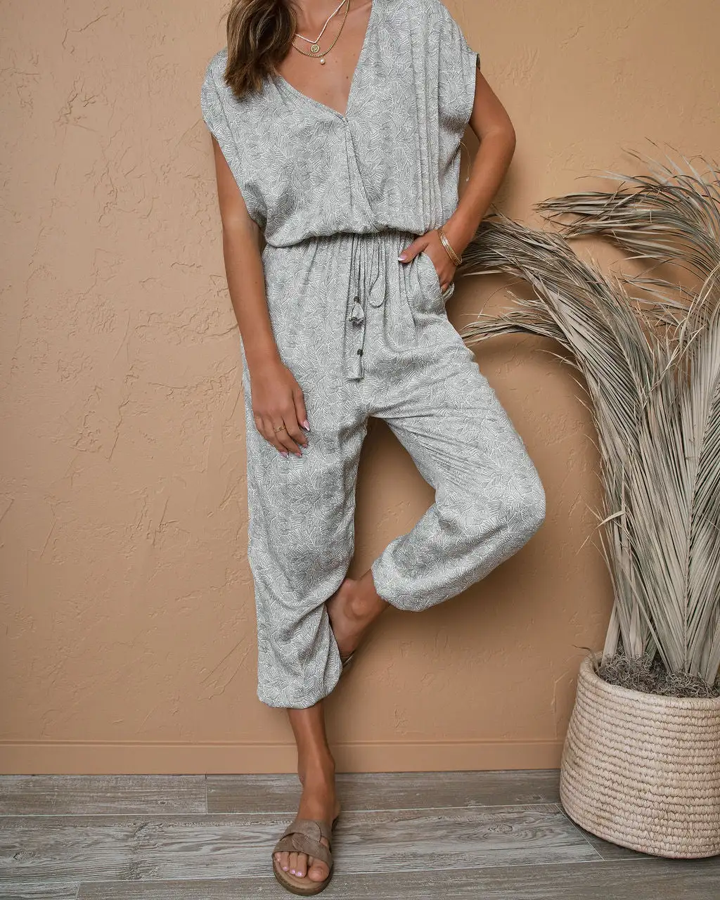 DRES-001 Savanna Printed Pocketed Jumpsuit - SALE 2 DRES-001 Savanna Printed Pocketed Jumpsuit - SALE - Image 2