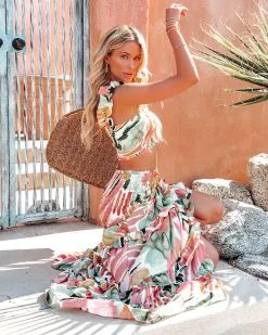 LUXX-001 Sea La Vie Smocked Tiered Maxi Skirt - FINAL SALE -clothes Sales sealaviesmockedcroptopandmaxiskirt49