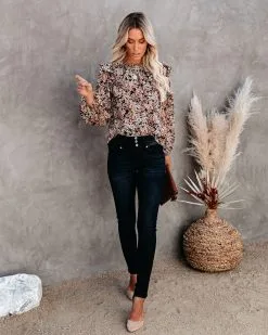 See The Sun Floral Metallic Ruffle Blouse - FINAL SALE -clothes Sales seethesunfloralmetallicruffleblouse04