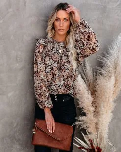 See The Sun Floral Metallic Ruffle Blouse - FINAL SALE -clothes Sales seethesunfloralmetallicruffleblouse09