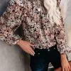See The Sun Floral Metallic Ruffle Blouse - FINAL SALE