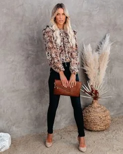 See The Sun Floral Metallic Ruffle Blouse - FINAL SALE -clothes Sales seethesunfloralmetallicruffleblouse12