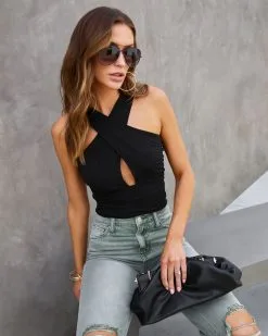 BLUE-001 Selena Ruched Keyhole Bodysuit - Black -clothes Sales selenaruchedkeyholdbodysuitblack61