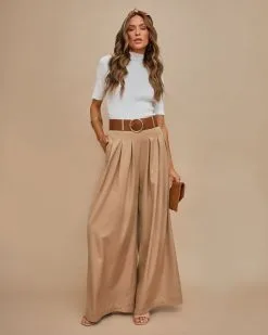 MUST-001 Taylor Belted Pocketed Pants - Khaki -clothes Sales septembermockneckribbedknittopivoryandbeltedpocketedpantskhaki10 4c081f2b 74e3 4f12 9683 e617d3978365