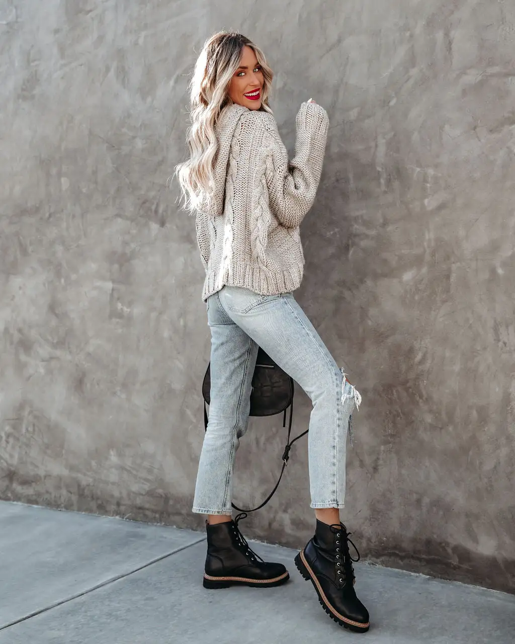 Shaken Snow Globe Hooded Cable Knit Sweater - Stone - LAST CHANCE 10 Shaken Snow Globe Hooded Cable Knit Sweater - Stone - LAST CHANCE - Image 10