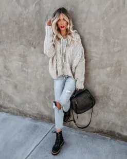 Shaken Snow Globe Hooded Cable Knit Sweater - Stone - LAST CHANCE 21 Shaken Snow Globe Hooded Cable Knit Sweater - Stone - LAST CHANCE -clothes Sales shakensnowglobehoodedcableknitsweaterstone26