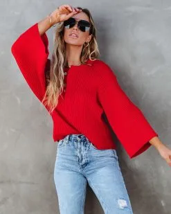 Shawn Ribbed Henley Top - Red - FINAL SALE -clothes Sales shawnribbedhenleytopred102