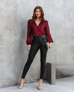 SKIE-001 Shine Like No Other Sequin Bodysuit - Burgundy - FINAL SALE -clothes Sales shinelikenoothersequinbodysuitburgundy150