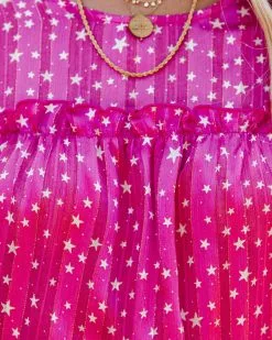 Shooting Star Tiered Shimmer Blouse - Magenta - LAST CHANCE -clothes Sales shootingstartieredshimmerblousemagenta32