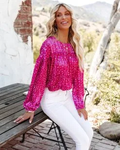 Shooting Star Tiered Shimmer Blouse - Magenta - LAST CHANCE -clothes Sales shootingstartieredshimmerblousemagenta47