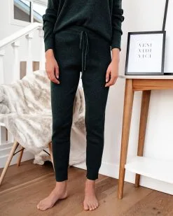 THRE-001 Silent Mode Ribbed Knit Pants - Evergreen - FINAL SALE