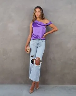 Simple Elegance Satin Off The Shoulder Top - Purple 9 Simple Elegance Satin Off The Shoulder Top - Purple -clothes Sales simpleelegancesatinofftheshouldertoppurple11