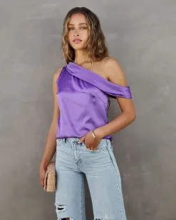 Simple Elegance Satin Off The Shoulder Top - Purple 13 Simple Elegance Satin Off The Shoulder Top - Purple -clothes Sales simpleelegancesatinofftheshouldertoppurple21