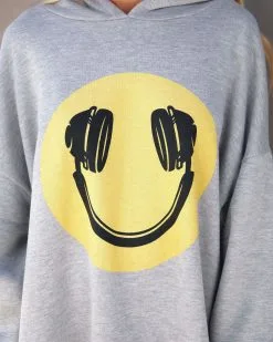 Happy Beats Oversized Hoodie - FINAL SALE -clothes Sales smileyfacehoodedsweater111