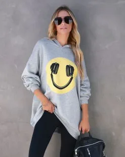 Happy Beats Oversized Hoodie - FINAL SALE -clothes Sales smileyfacehoodedsweater92
