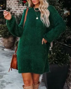 So In Love Knit Sweater Dress - Hunter Green - FINAL SALE -clothes Sales soinloveknitsweaterdresshuntergreen24
