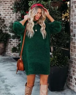 So In Love Knit Sweater Dress - Hunter Green - FINAL SALE -clothes Sales soinloveknitsweaterdresshuntergreen33