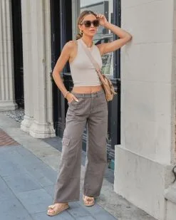 BLUE-001 Something About Jane High Waisted Cargo Pants - Dark Taupe - SALE -clothes Sales somethingaboutjanehighwaistedcargopantsdarktaupe 10