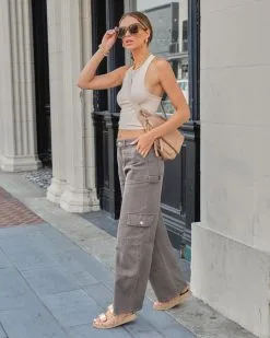 BLUE-001 Something About Jane High Waisted Cargo Pants - Dark Taupe - SALE -clothes Sales somethingaboutjanehighwaistedcargopantsdarktaupe 26