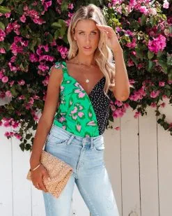 DEE-001 Stiles Adjustable Mixed Print Drape Bodysuit -clothes Sales stilesadjustablemixedprintdrapebodysuit85