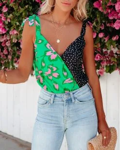 DEE-001 Stiles Adjustable Mixed Print Drape Bodysuit -clothes Sales stilesadjustablemixedprintdrapebodysuit95 Edit