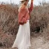 WISH-001 Stolen Moment Pocketed Maxi Skirt - Champagne - FINAL SALE
