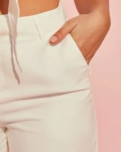 ON T-001 Blanc Pocketed Wide Leg Pant - White -clothes Sales summerheatcollaredcroptietankwhiteandblancpocketedwidelegpantwhite1530