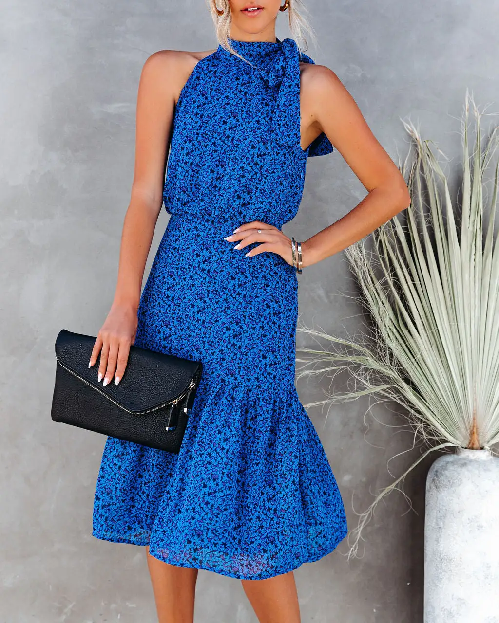 Sunday Blues Tie Ruffle Midi Dress - LAST CHANCE 6 Sunday Blues Tie Ruffle Midi Dress - LAST CHANCE - Image 6