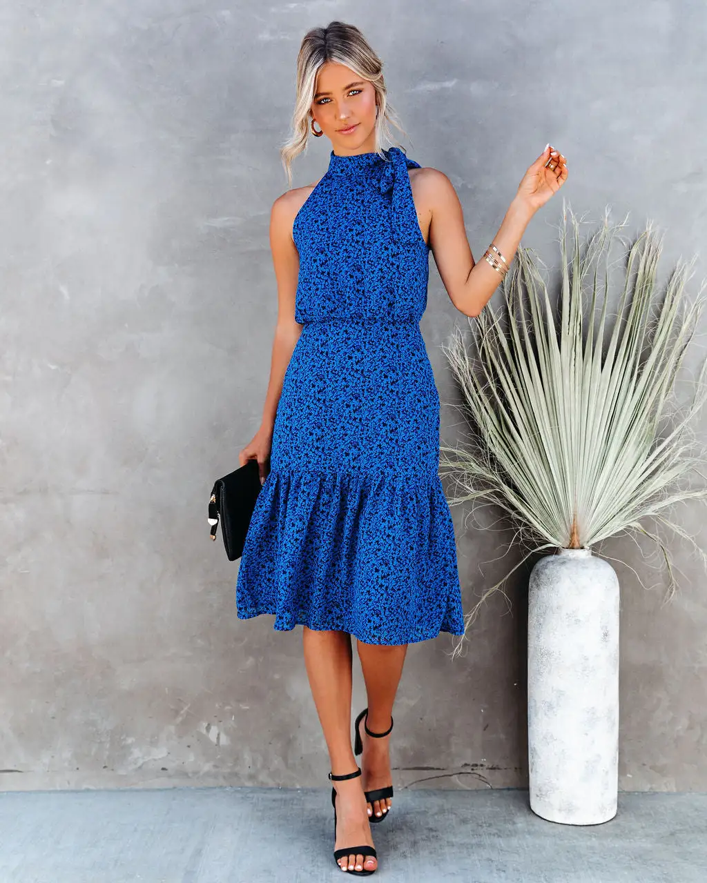 Sunday Blues Tie Ruffle Midi Dress - LAST CHANCE 3 Sunday Blues Tie Ruffle Midi Dress - LAST CHANCE - Image 3
