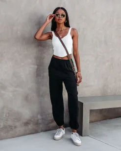 AAKA-001 Sunny Day Chill Cotton Pocketed Jogger Pants - Black -clothes Sales sunnydaychillcottonpocketedjoggerpantsblack 13