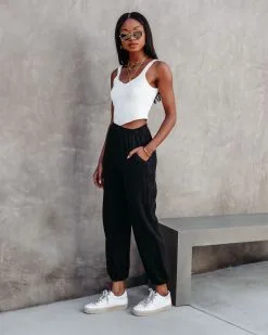 AAKA-001 Sunny Day Chill Cotton Pocketed Jogger Pants - Black -clothes Sales sunnydaychillcottonpocketedjoggerpantsblack 28