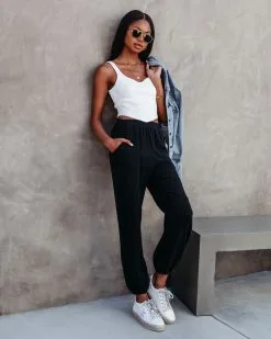 AAKA-001 Sunny Day Chill Cotton Pocketed Jogger Pants - Black -clothes Sales sunnydaychillcottonpocketedjoggerpantsblack 78