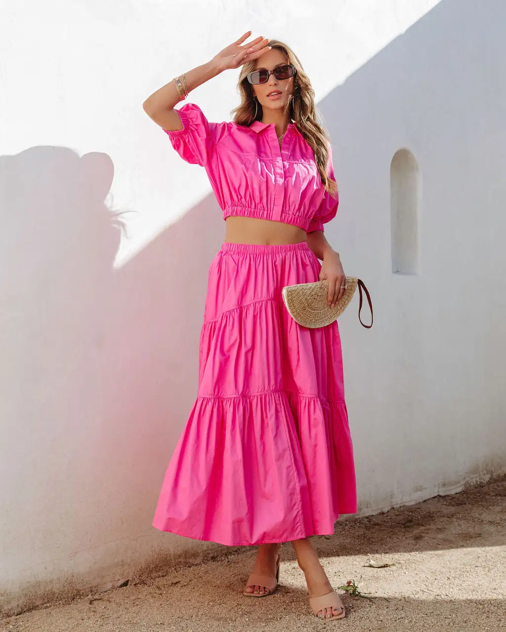 DANC-001 Sunny Meadow Tiered Midi Skirt - Hot Pink - SALE 3 DANC-001 Sunny Meadow Tiered Midi Skirt - Hot Pink - SALE - Image 3
