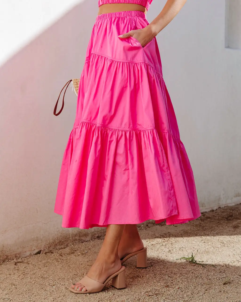 DANC-001 Sunny Meadow Tiered Midi Skirt - Hot Pink - SALE 5 DANC-001 Sunny Meadow Tiered Midi Skirt - Hot Pink - SALE - Image 5