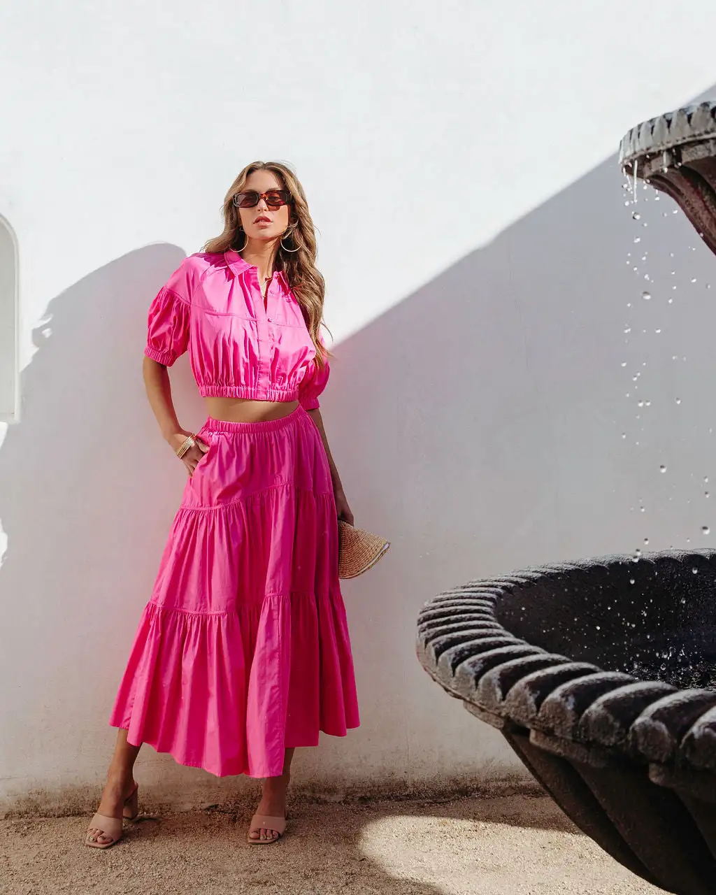 DANC-001 Sunny Meadow Tiered Midi Skirt - Hot Pink - SALE 6 DANC-001 Sunny Meadow Tiered Midi Skirt - Hot Pink - SALE - Image 6