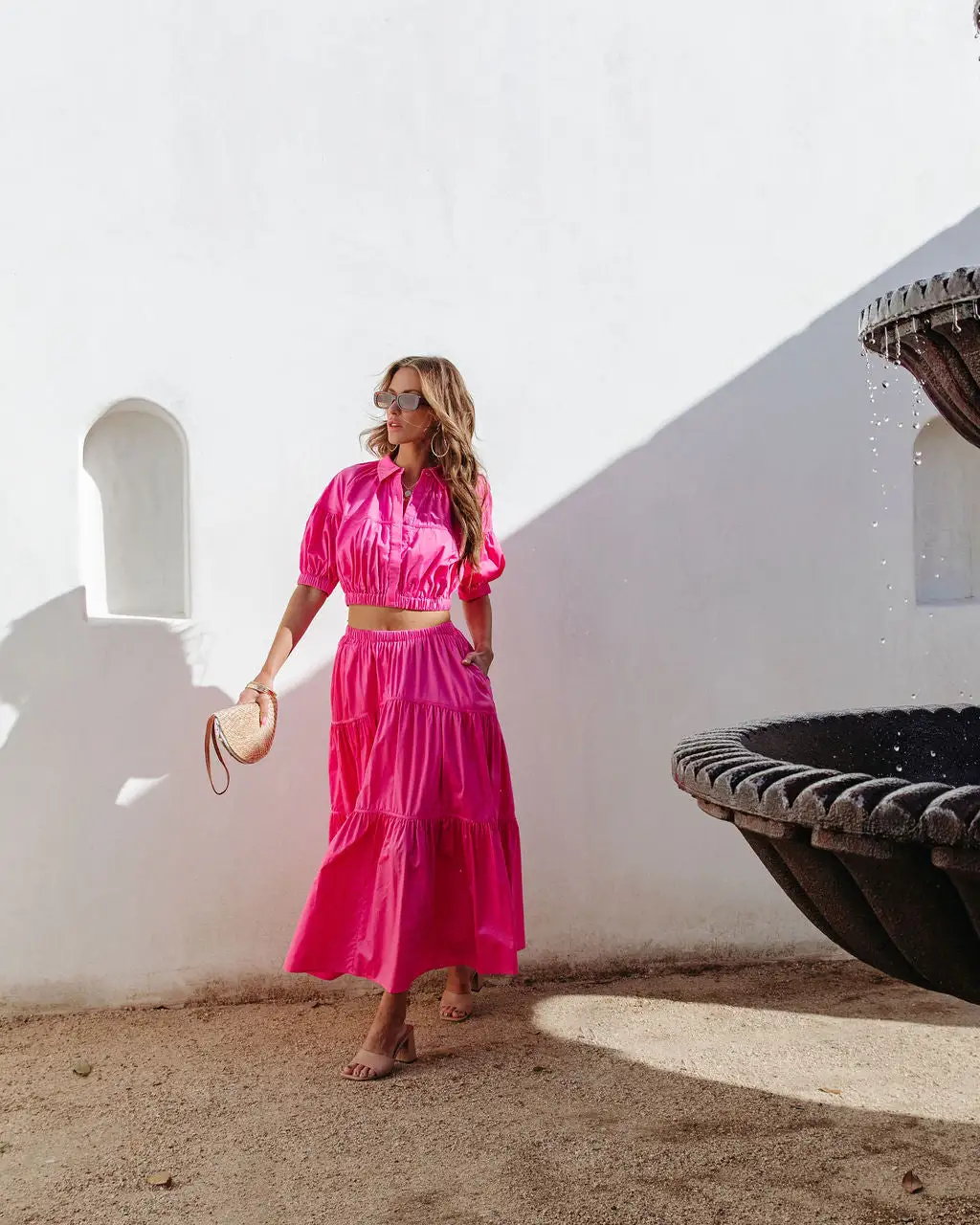 DANC-001 Sunny Meadow Tiered Midi Skirt - Hot Pink - SALE 7 DANC-001 Sunny Meadow Tiered Midi Skirt - Hot Pink - SALE - Image 7