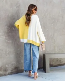 Sunshine Girl Knit Colorblock Cardigan - Ivory/Yellow - SALE -clothes Sales sunshinegirlknitcolorblockcardiganivoryyellow 16