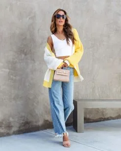 Sunshine Girl Knit Colorblock Cardigan - Ivory/Yellow - SALE -clothes Sales sunshinegirlknitcolorblockcardiganivoryyellow 21