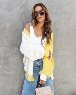 Sunshine Girl Knit Colorblock Cardigan - Ivory/Yellow - SALE -clothes Sales sunshinegirlknitcolorblockcardiganivoryyellow 27