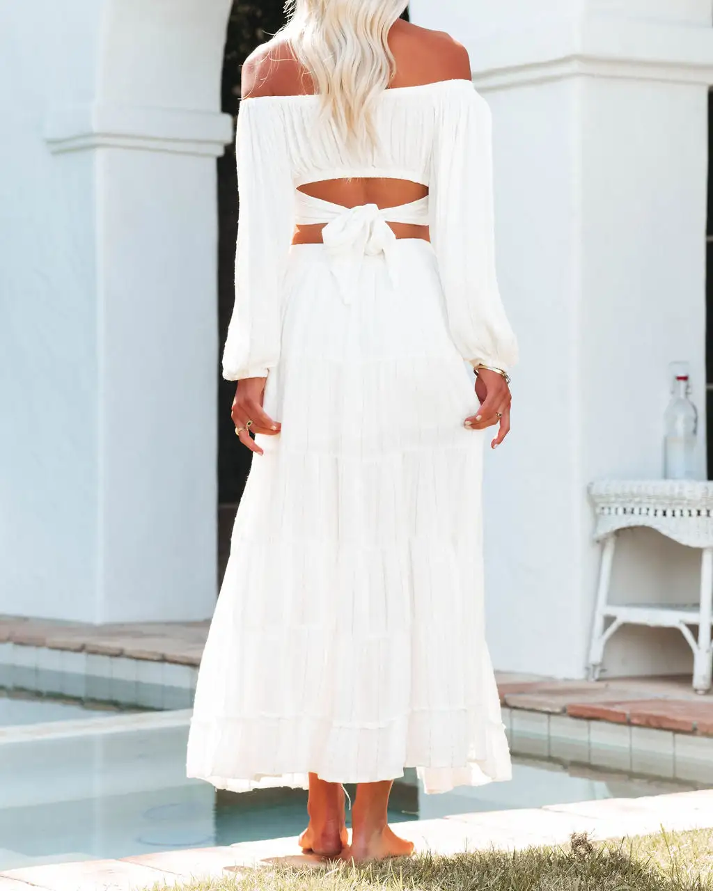 VINT-001 Svea Swiss Dot Shimmer High Low Midi Skirt - White Gold - LAST CHANCE 2 VINT-001 Svea Swiss Dot Shimmer High Low Midi Skirt - White Gold - LAST CHANCE - Image 2