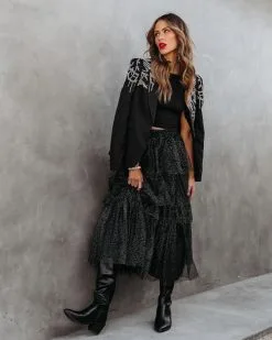 FATE-001 Swan Lake Tiered Shimmer Tulle Midi Skirt - Black - FINAL SALE -clothes Sales swanlaketieredshimmertullemidiskirtblack38