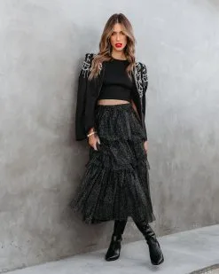 FATE-001 Swan Lake Tiered Shimmer Tulle Midi Skirt - Black - FINAL SALE -clothes Sales swanlaketieredshimmertullemidiskirtblack94