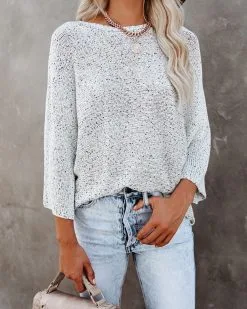 Sweater Weather Speckled Knit Sweater - Stone - FINAL SALE -clothes Sales sweaterweatherknitsweaterstone13