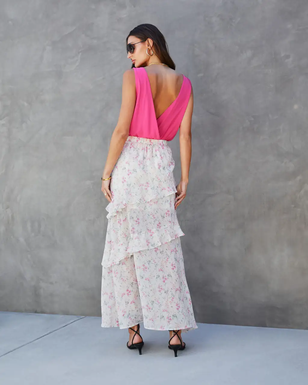 PROM-001 Sweet Homecoming Floral Chiffon Tiered Maxi Skirt - SALE 4 PROM-001 Sweet Homecoming Floral Chiffon Tiered Maxi Skirt - SALE - Image 4
