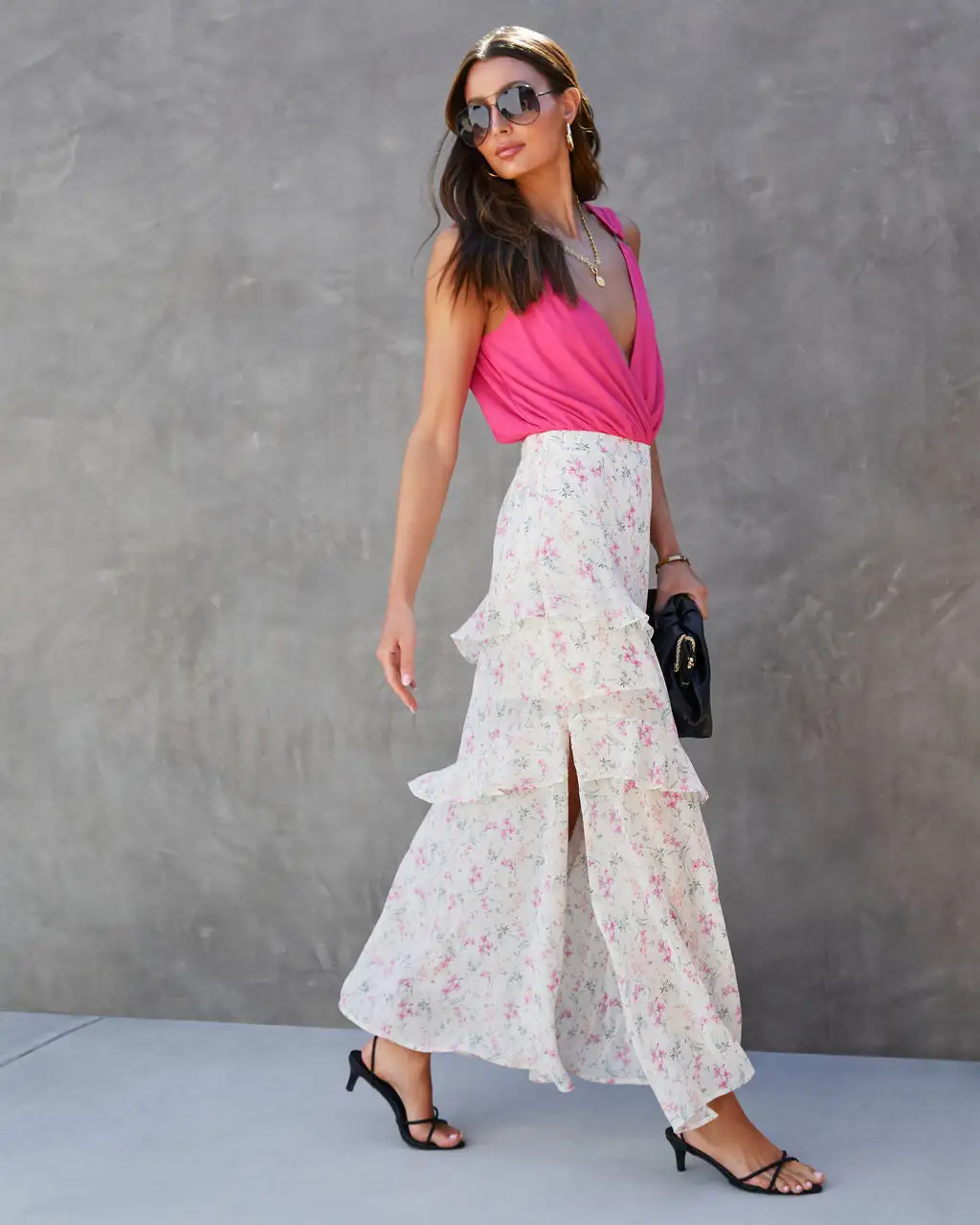 PROM-001 Sweet Homecoming Floral Chiffon Tiered Maxi Skirt - SALE 1 PROM-001 Sweet Homecoming Floral Chiffon Tiered Maxi Skirt - SALE