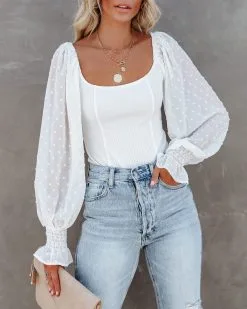 PROM-001 Sweetwater Swiss Dot Ribbed Bodysuit - Off White - FINAL SALE -clothes Sales sweetwaterswissdotribbedbodysuitoffwhite30