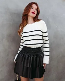 WHIT-001 Soho Faux Leather Tiered Mini Skirt - Black - FINAL SALE -clothes Sales takemeawaystripedknitpulloversweaterandsohofauxleathertieredminiskirtblack144