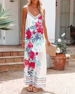 SALT-001 Take Me To Paradise Printed Maxi Dress - Ivory - FINAL SALE -clothes Sales takemetoparadiseprintedmaxidressivory40